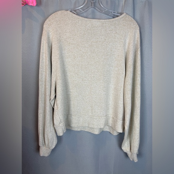 Lulu’s Just Vibes Beige Long Sleeve Pullover Top- Size Small - Picture 4 of 8